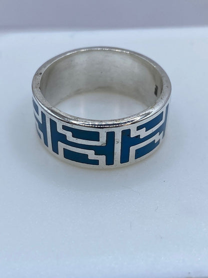 Anillo de Turquesa Arquitectónica en Plata .925, sello de autenticidad Plata Ley .925
