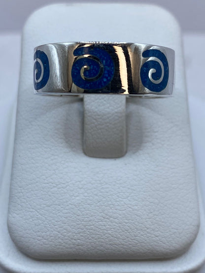 Anillo Turquesa con Espirales Caladas en Plata .925 — vista lateral