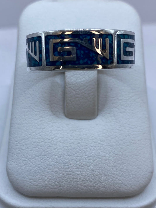 Anillo de Turquesa Geométrica en Plata .925 — ángulo diagonal