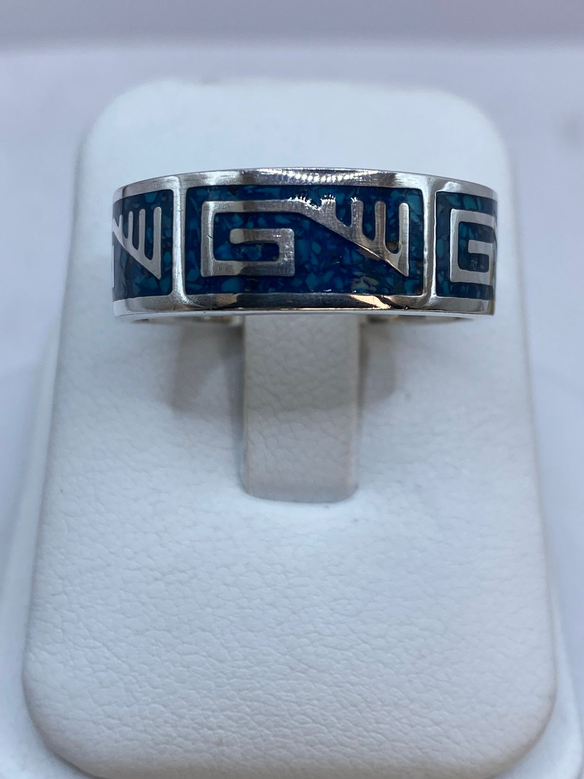 Anillo de Turquesa Geométrica en Plata .925, vista frontal