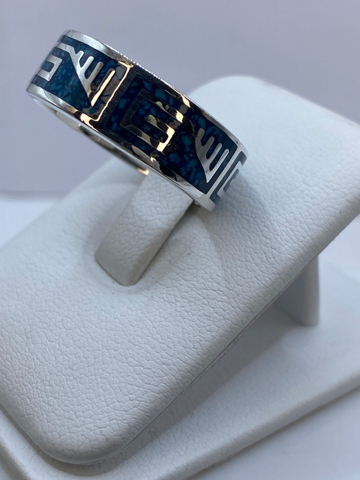 Anillo de Turquesa Geométrica en Plata .925, vista lateral