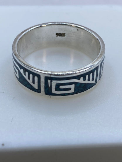 Anillo de Turquesa Geométrica en Plata .925, sello de autenticidad Plata Ley .925