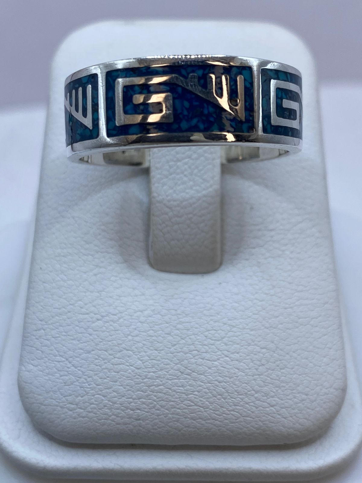Anillo de Turquesa Geométrica en Plata .925, vista de detalle