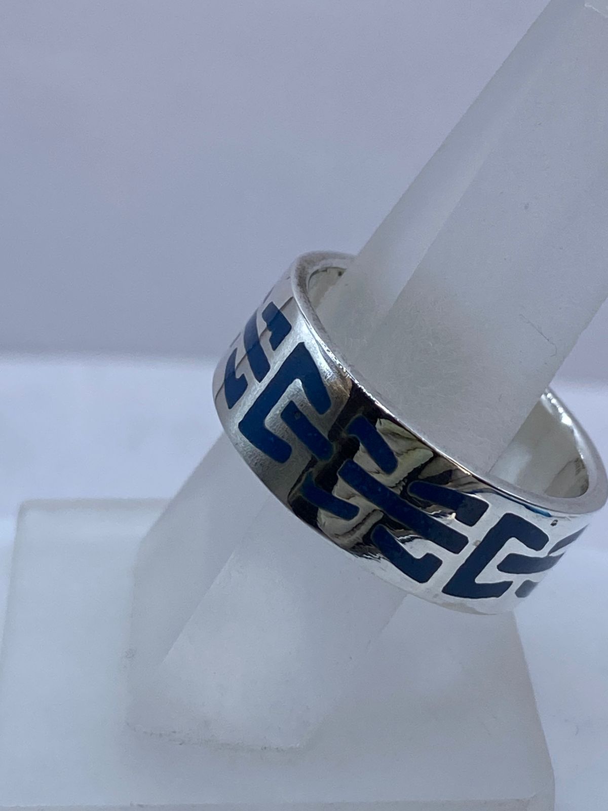 Anillo de Turquesa con Greca Horizontal en Plata .925, vista frontal