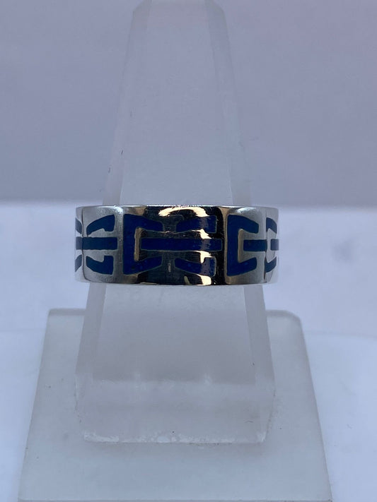 Anillo de Turquesa con Greca Horizontal en Plata .925 — vista lateral