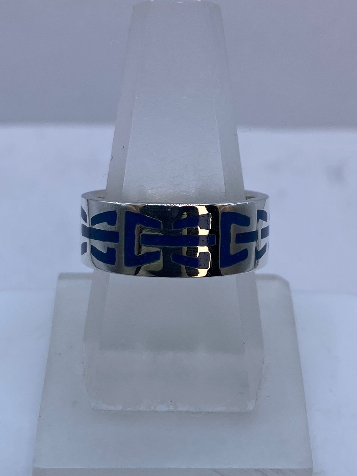 Anillo de Turquesa con Greca Horizontal en Plata .925 — vista lateral