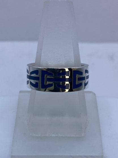 Anillo de Turquesa con Greca Horizontal en Plata .925 — vista lateral