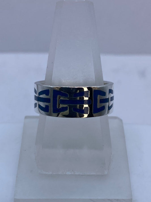 Anillo de Turquesa con Greca Horizontal en Plata .925 — vista lateral
