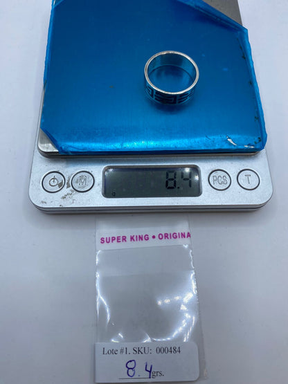 Anillo de Turquesa con Greca Horizontal en Plata .925, peso en gramos (báscula)
