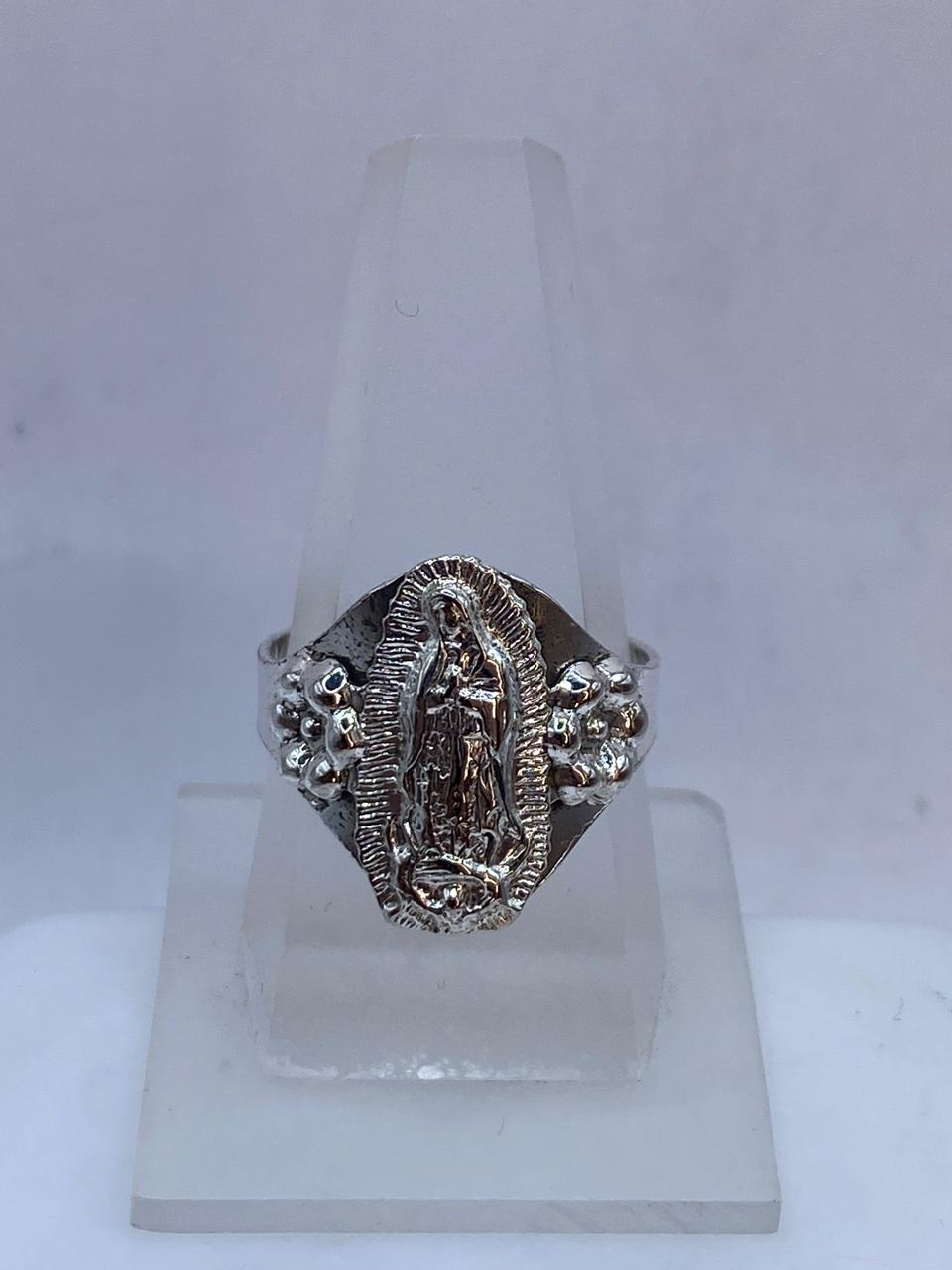 Anillo Virgen de Guadalupe en Plata .925, vista lateral