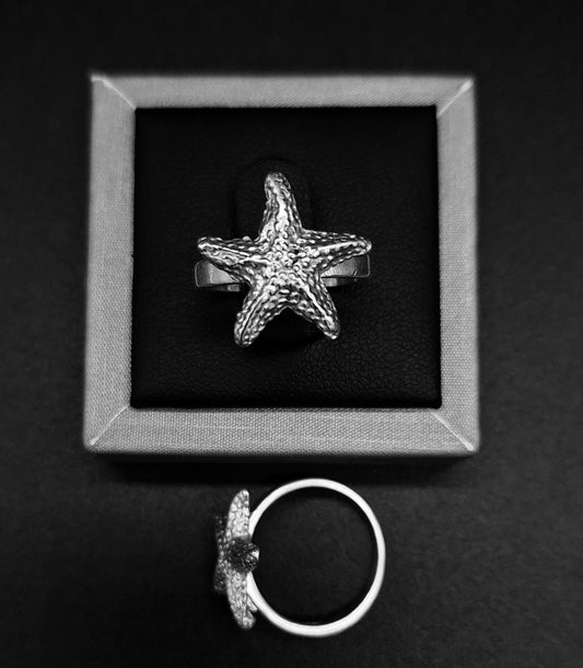 Anillo Estrella de Mar en Plata Ley 925 — vista frontal