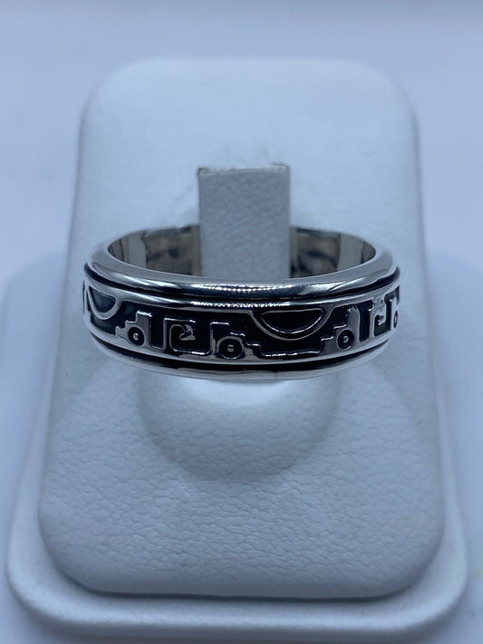 Anillo Giratorio de Plata 925 con Diseño Simbólico — vista lateral