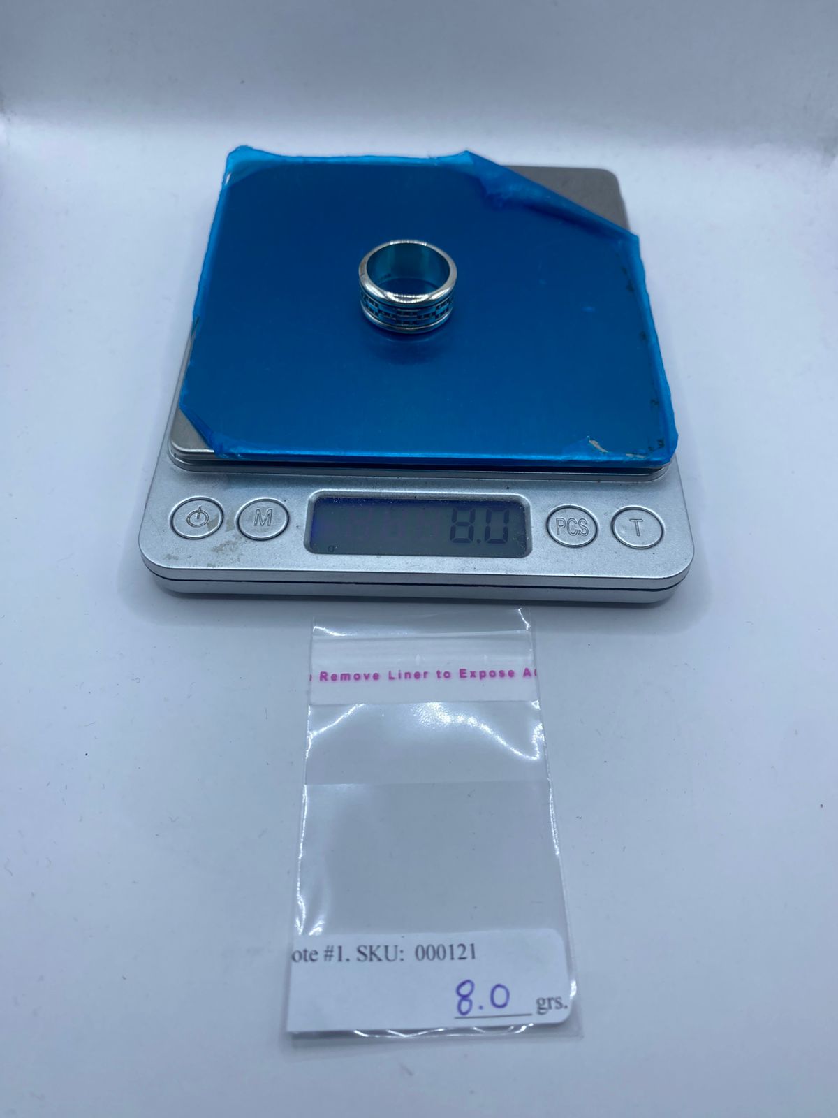 Anillo Giratorio Estilo Cadena – Plata Ley 9.25, peso en gramos (báscula)