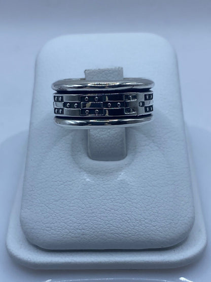 Anillo Giratorio Estilo Cadena – Plata Ley 9.25, vista frontal