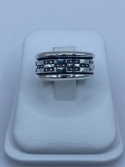 Anillo Giratorio Estilo Cadena – Plata Ley 9.25, vista lateral