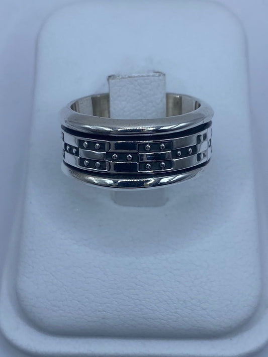 Anillo Giratorio Estilo Cadena – Plata Ley 9.25