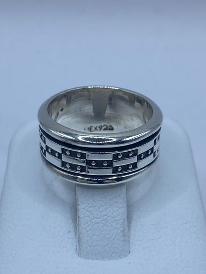 Anillo Giratorio Estilo Cadena – Plata Ley 9.25, sello de autenticidad Plata Ley .925