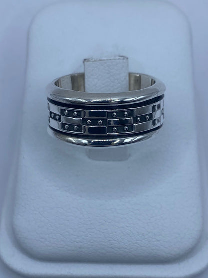 Anillo Giratorio Estilo Cadena – Plata Ley 9.25