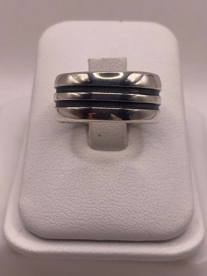 Anillo Giratorio de Plata 925 Liso con Doble Canal — ángulo diagonal