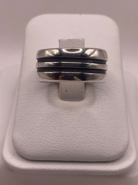 Anillo Giratorio de Plata 925 Liso con Doble Canal — ángulo diagonal