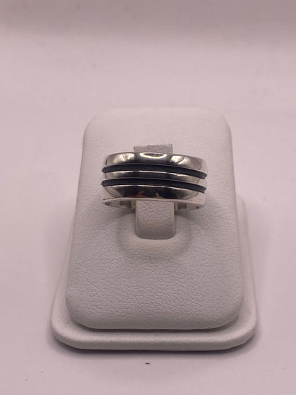 Anillo Giratorio de Plata 925 Liso con Doble Canal, vista de detalle