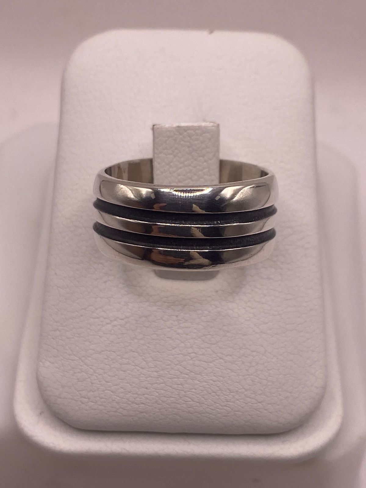 Anillo Giratorio de Plata 925 Liso con Doble Canal, sello de autenticidad Plata Ley .925