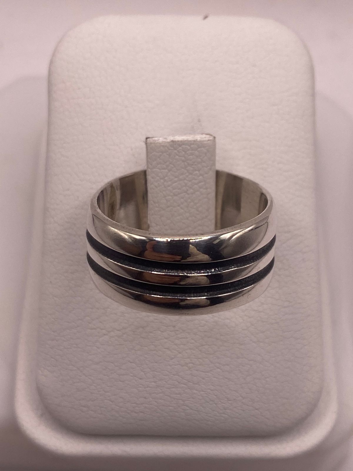 Anillo Giratorio de Plata 925 Liso con Doble Canal, vista frontal