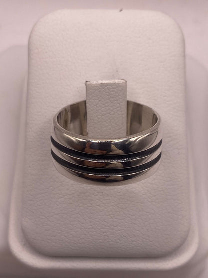 Anillo Giratorio de Plata 925 Liso con Doble Canal, vista frontal
