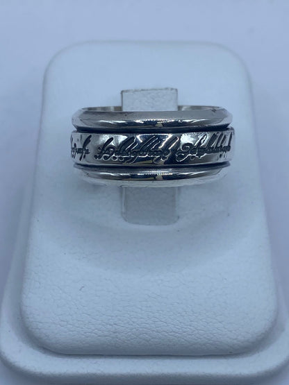 Anillo Giratorio de Plata 925 con Inscripción en Caligrafía Élfica — Artesanal Taxco, vista frontal