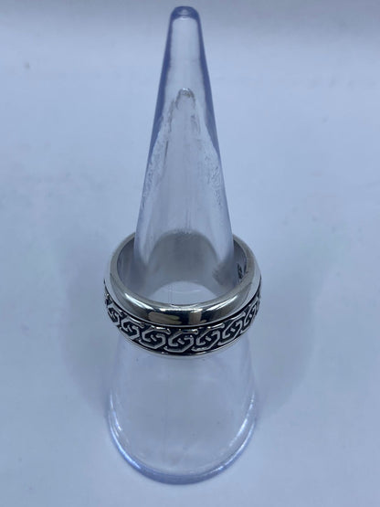 Anillo Giratorio de Plata 925 con Greca Clásica, vista frontal