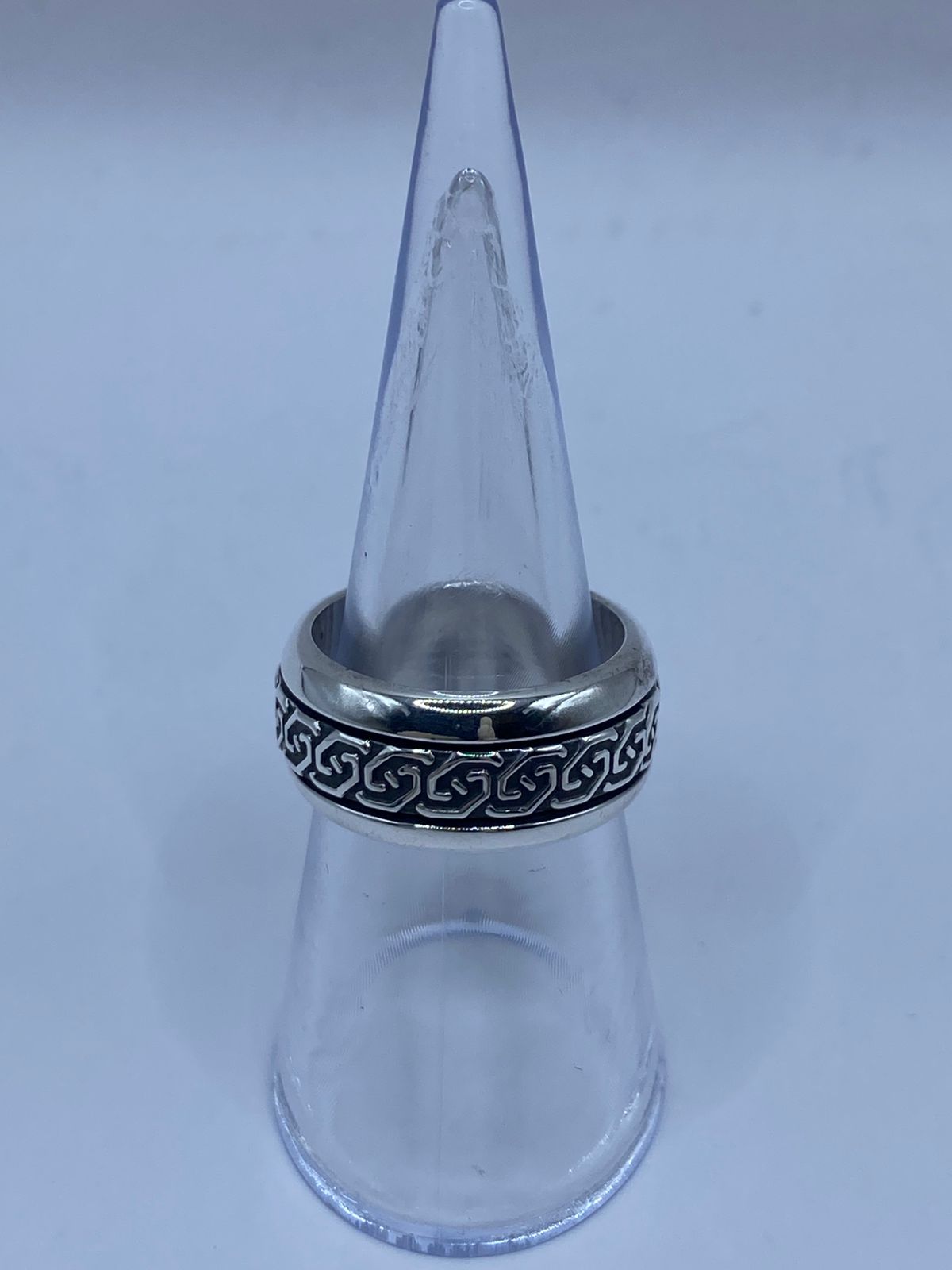 Anillo Giratorio de Plata 925 con Greca Clásica, vista lateral