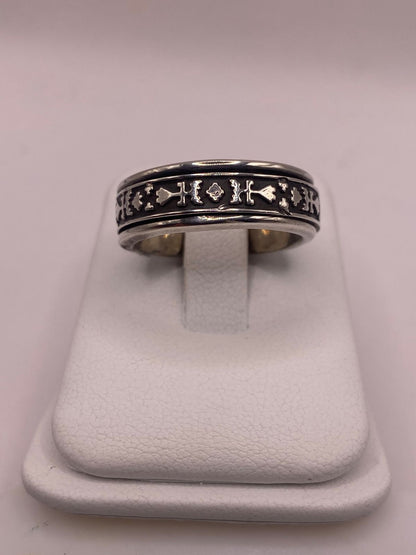 Anillo Giratorio de Plata 925 con Símbolos Geométrico — ángulo diagonal