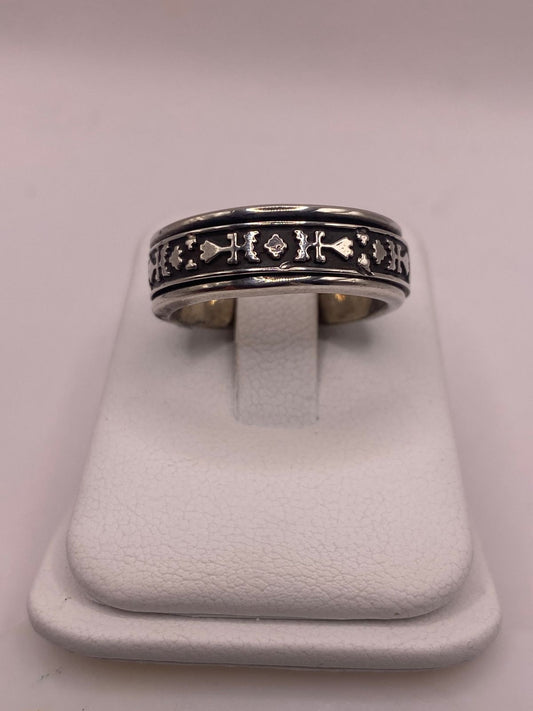 Anillo Giratorio de Plata 925 con Símbolos Geométrico — ángulo diagonal