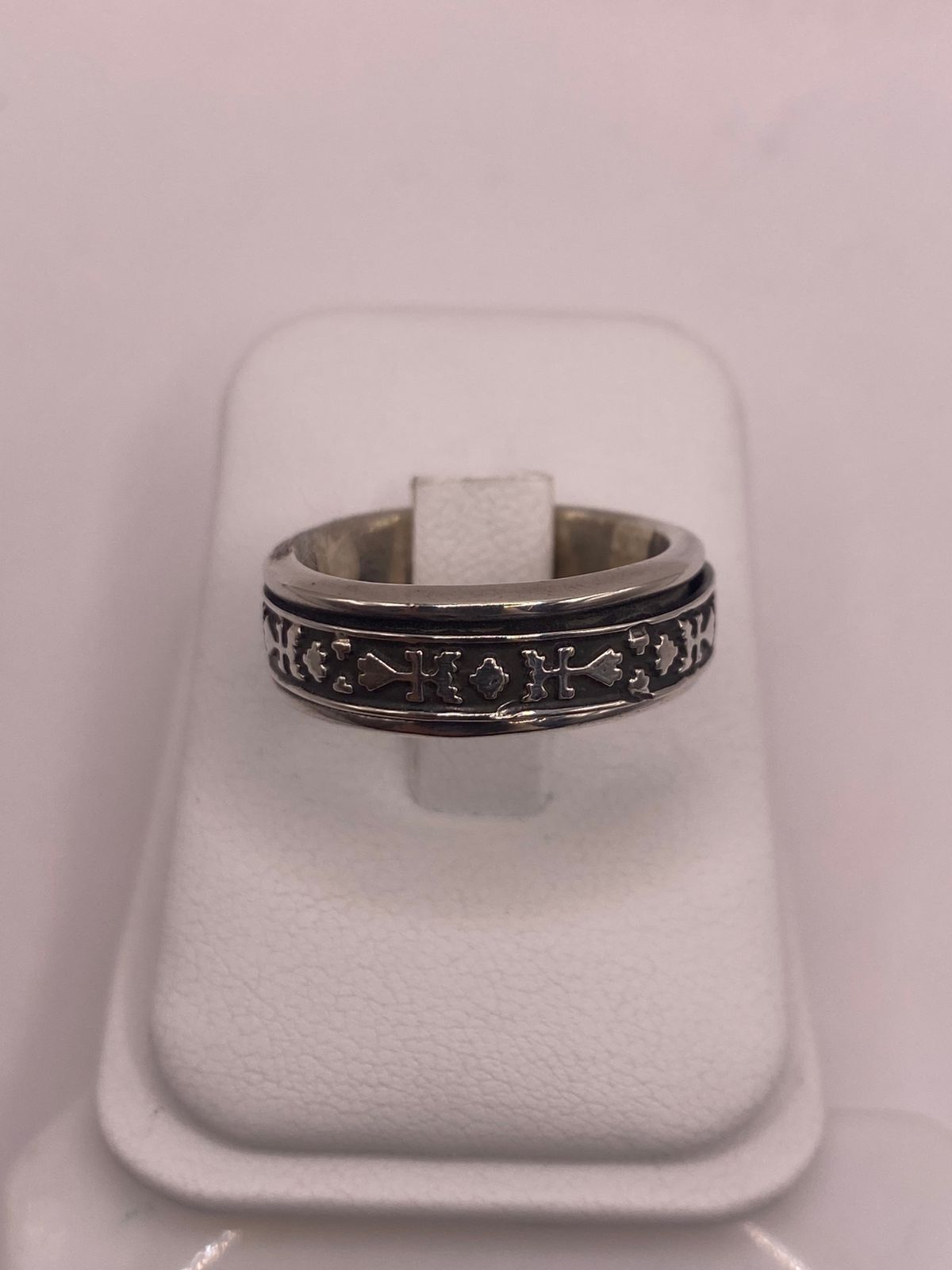 Anillo Giratorio de Plata 925 con Símbolos Geométrico, sello de autenticidad Plata Ley .925