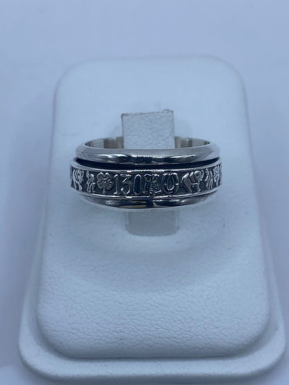 Anillo Giratorio de Plata 925 con Símbolos de la Suerte, vista lateral
