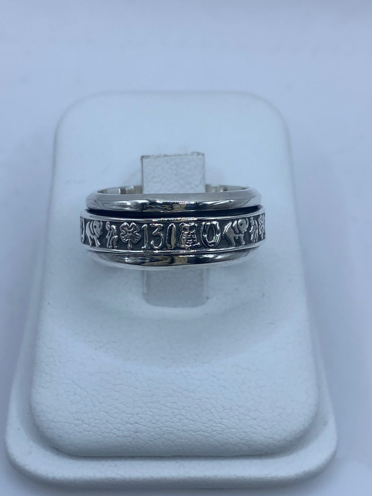 Anillo Giratorio de Plata 925 con Símbolos de la Suerte