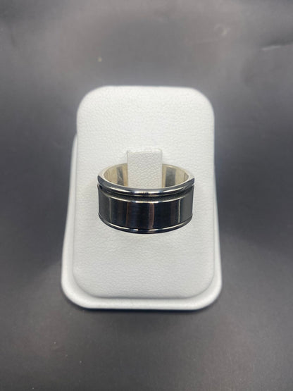 Anillo Plata Ley 925 Giratorio Liso — ángulo diagonal