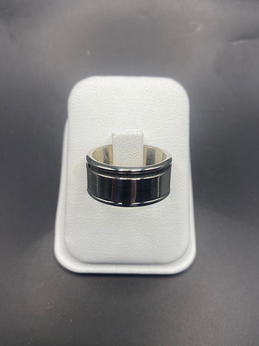 Anillo Plata Ley 925 Giratorio Liso — ángulo diagonal