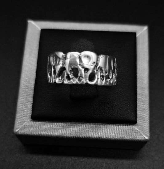 Anillo de Tres Elefantes en Plata Ley 925 — vista frontal