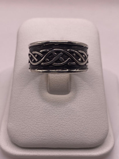 Anillo de Plata 925 Esterlina con Trenzado Infinito, sello de autenticidad Plata Ley .925