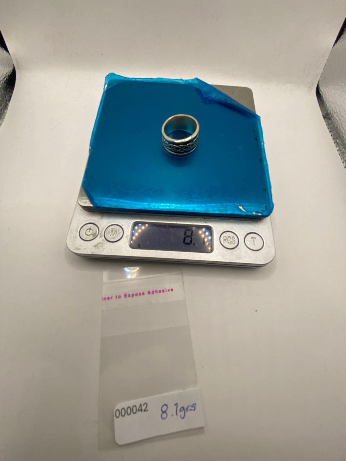 Anillo de Plata 925 Estilo Celta Trenzado, peso en gramos (báscula)