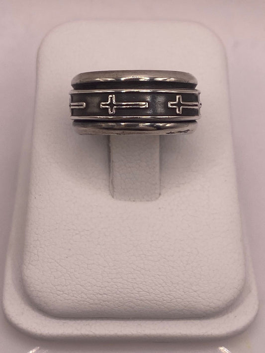 Anillo de Plata 925 con Cruces Minimalistas y Diseño Atemporal — vista lateral