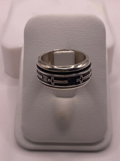 Anillo de Plata 925 con Cruces Minimalistas y Diseño Atemporal, sello de autenticidad Plata Ley .925