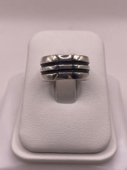 Anillo de Plata 925 con Doble Línea Central, sello de autenticidad Plata Ley .925