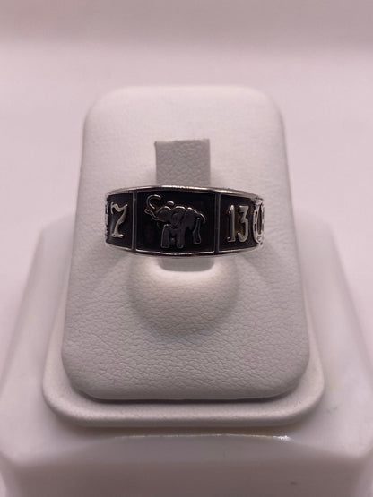 Anillo de Plata 925 con Elefante y Números de la Suerte, sello de autenticidad Plata Ley .925