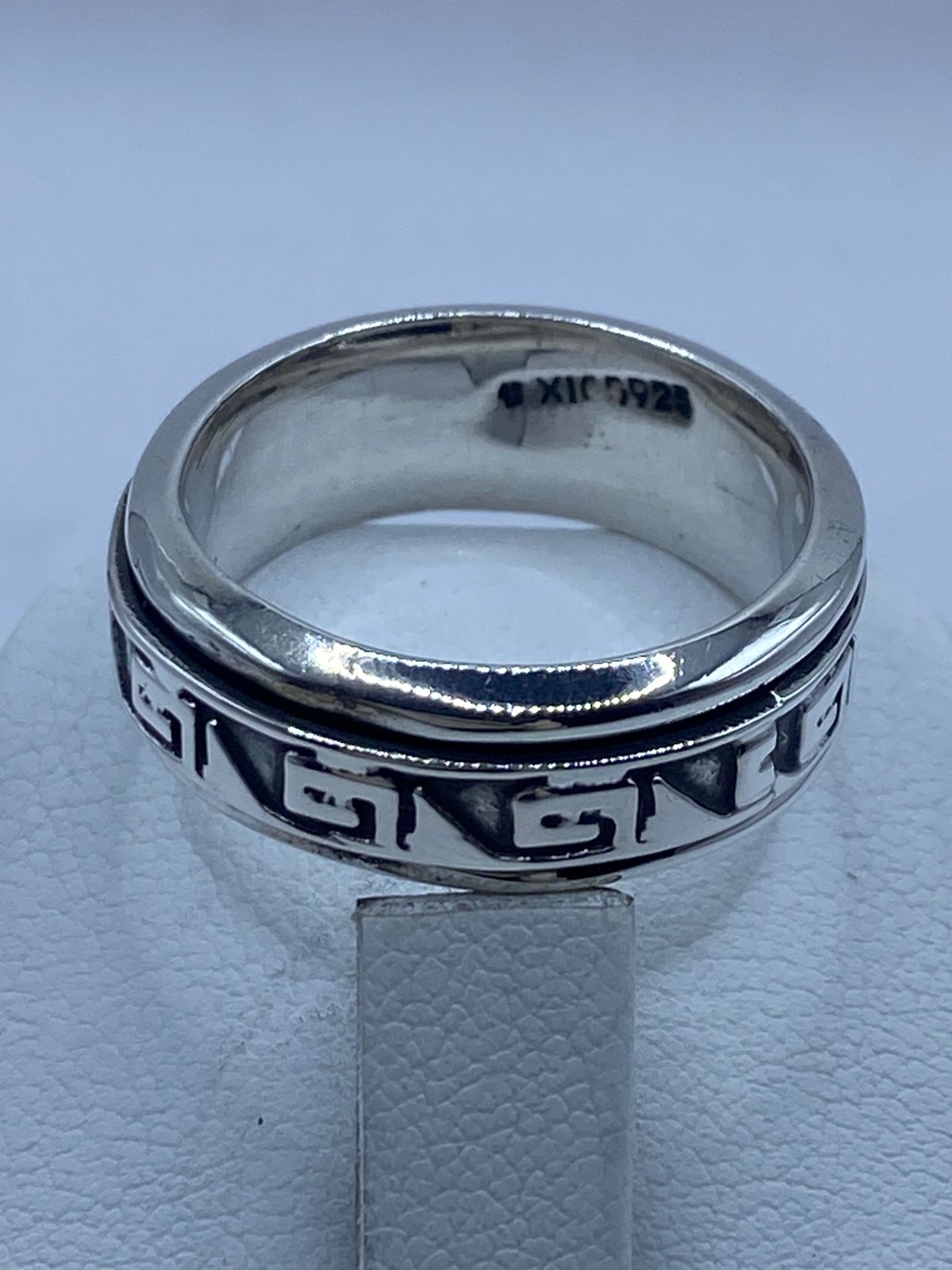 Anillo de Plata 925 con Greca Geométrica Continua, sello de autenticidad Plata Ley .925