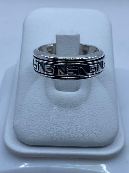 Anillo de Plata 925 con Greca Geométrica Continua — vista lateral
