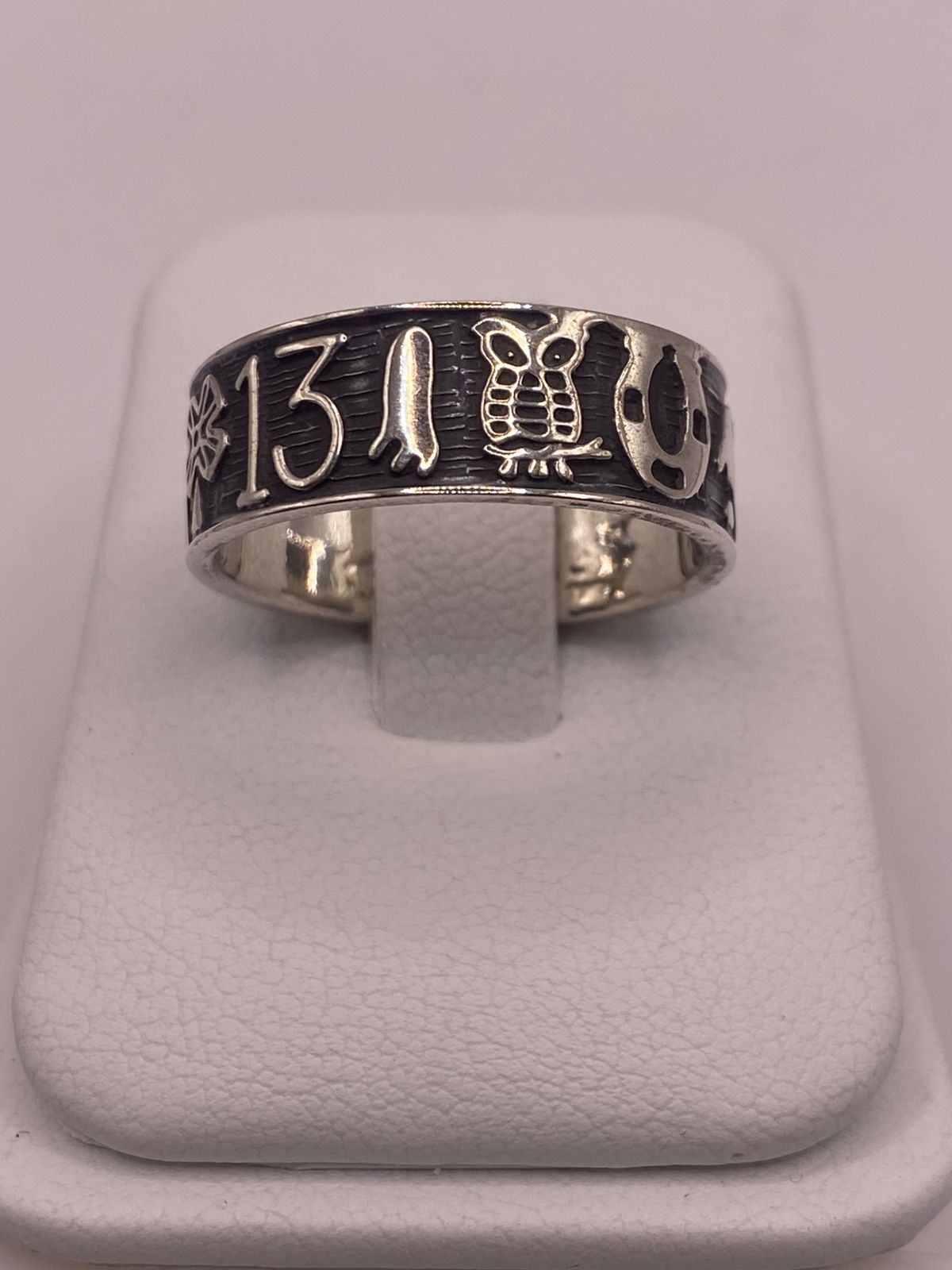 Anillo de Plata 925 con Símbolos de la Suerte, sello de autenticidad Plata Ley .925