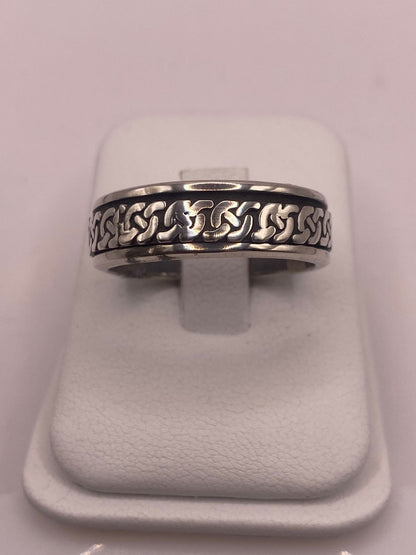 Anillo Giratorio de Plata 925 con Diseño de Cadena — ángulo diagonal
