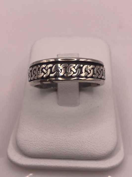 Anillo Giratorio de Plata 925 con Diseño de Cadena — ángulo diagonal